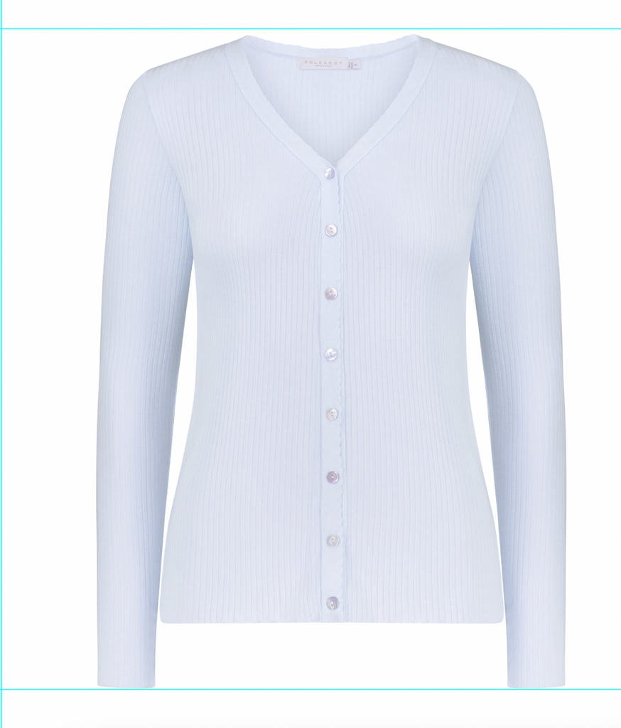 Polkadot JANE SLOUCHY RIB PJ SET - PALE BLUE