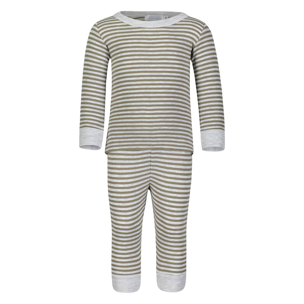 Polkadot BOYS & BABY SET Crew LS & Pant - Loden/Heather Grey Sailor Stripe