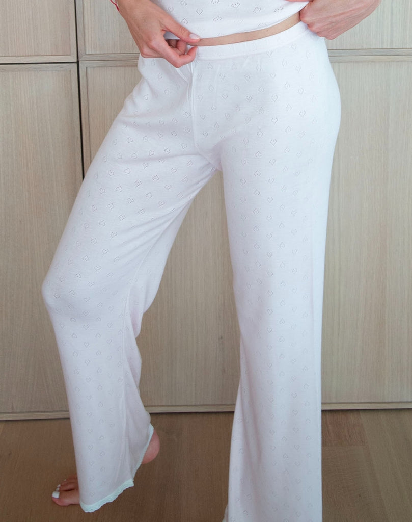 Polkadot LONG PANT - Ballet Pink Hearts Pointelle