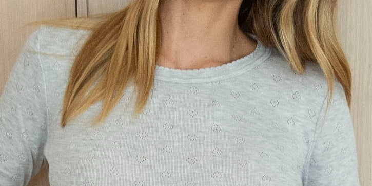 Polkadot NELL CROP SLOUCHY - Heather Grey Hearts Pointelle