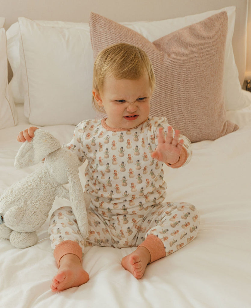 Polkadot GIRLS & BABY SET Crew LS & Jogger - Vintage Snowman