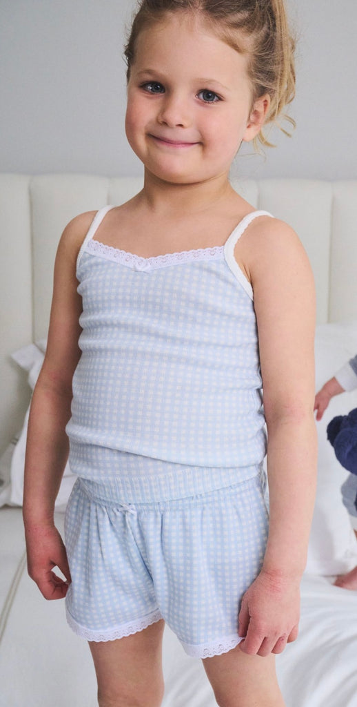 Polkadot GIRLS SHORT - Blue Gingham Print