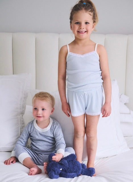 Polkadot GIRLS SHORT Blue Gingham Print