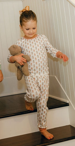 Polkadot GIRLS & BABY SET Crew LS & Jogger - Vintage Snowman