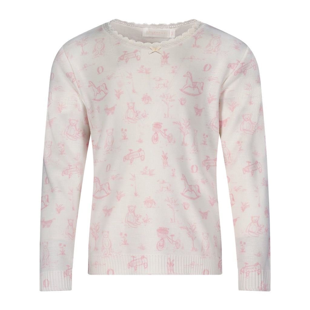 Polkadot GIRLS & BABY SET Crew LS & Pant - Pink Toile Print