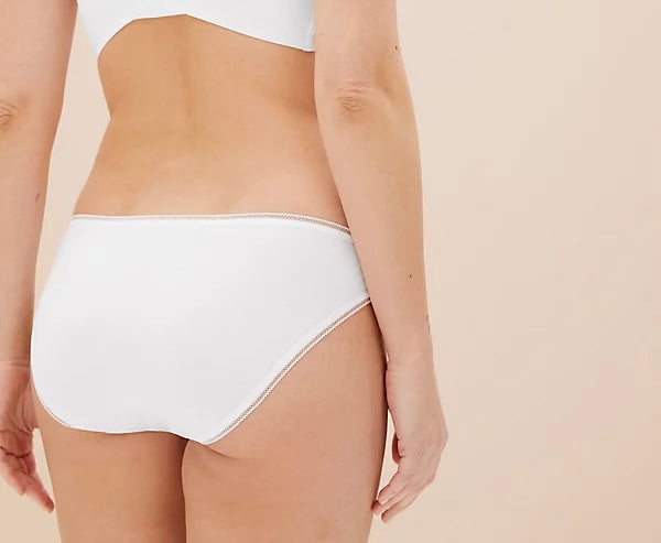 White Stretch Cotton & Lace Full Brief Underwear - Kayser Lingerie