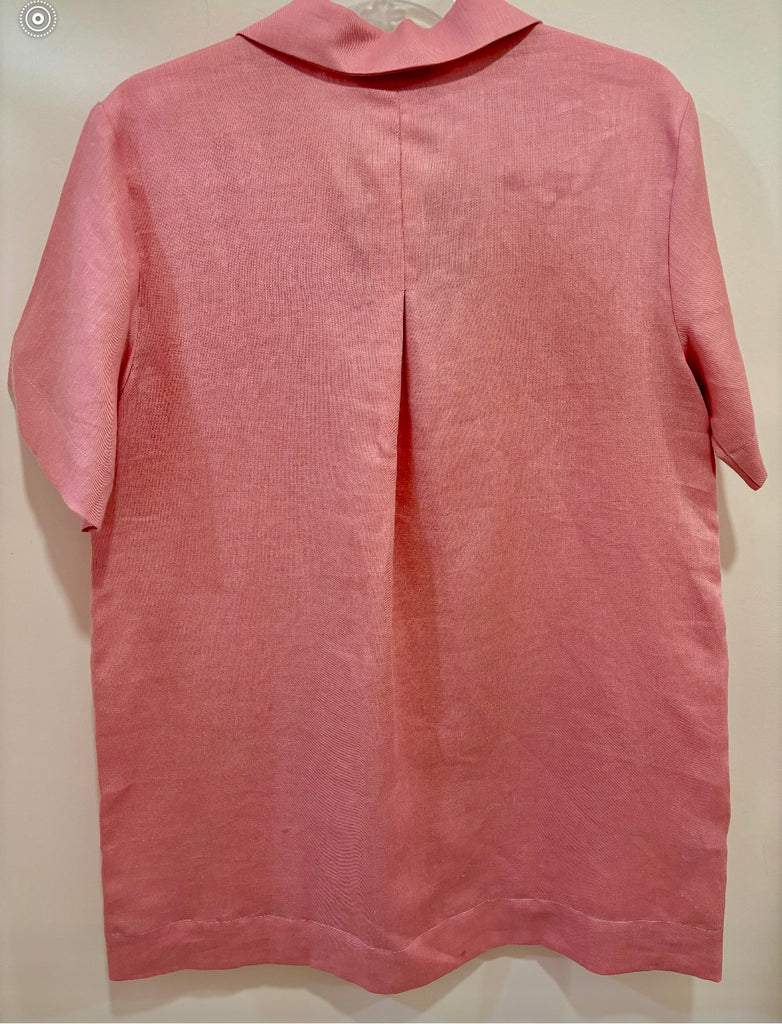 ASCENO~ Linen short buttoned shirt dress