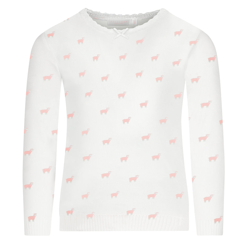 Polkadot BABY GIRLS & GIRLS SET Crew LS & Pant - Pink Sheep Print