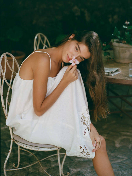 peony embroidered shift mini dress Pointelle Shift Mini Dress Annabel