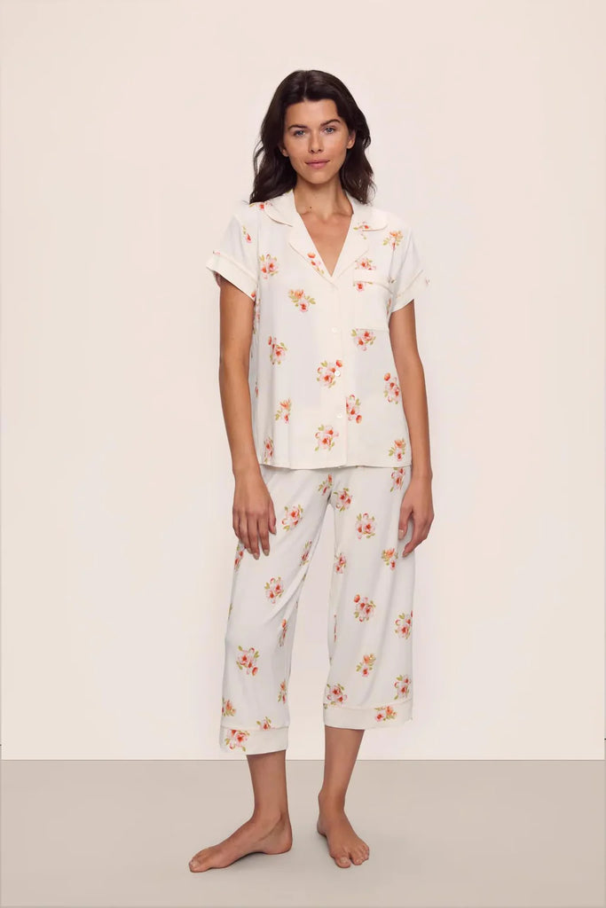 EBERJEY~ Floral boom s/s crop pj set