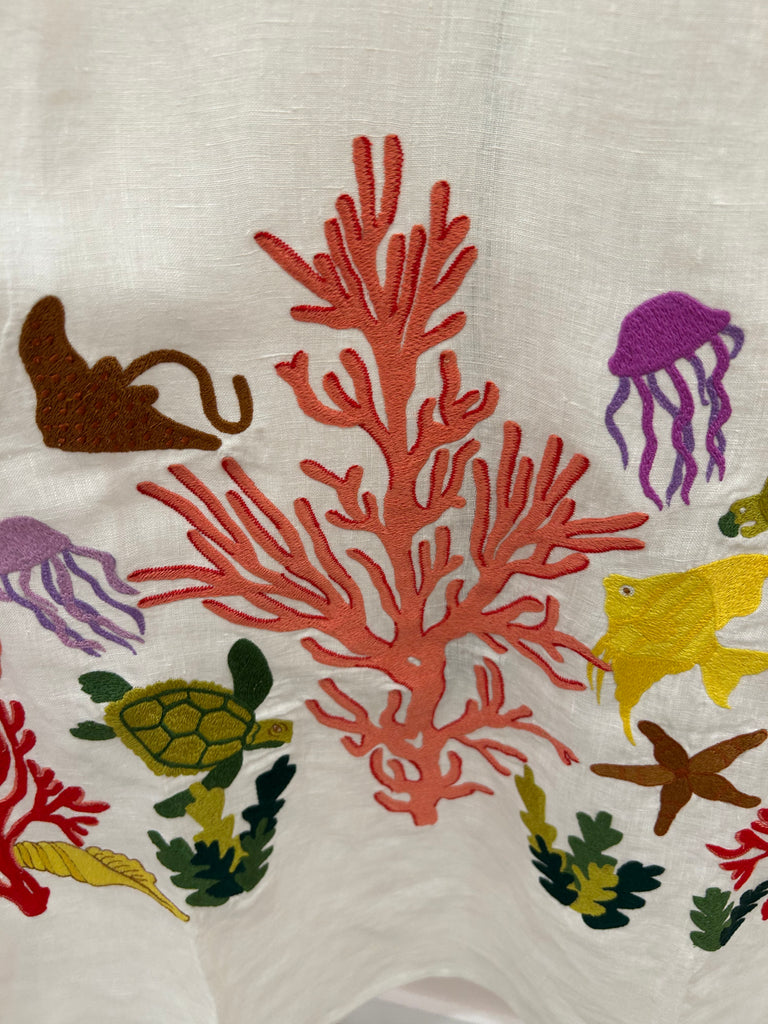 BENARAS~ Natural ivory sealife kaftan 24864