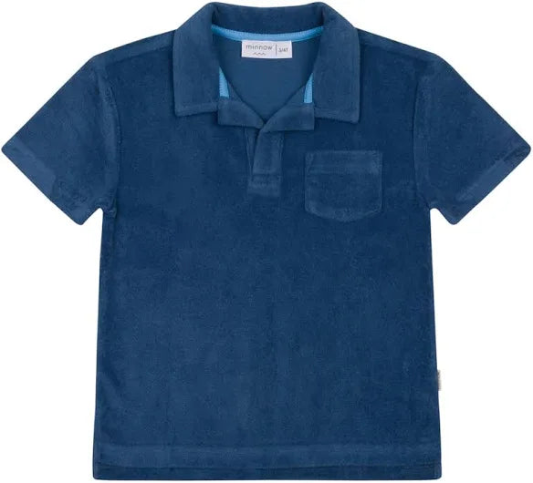 MINNOW~ Boys Newport navy French Terry polo shirt