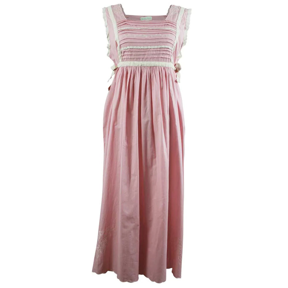 POWELL CRAFT~ Womens pintucked bodice nightdress with ribbons.