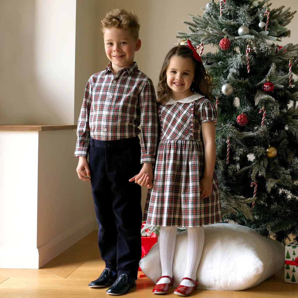 RACHRL RILEY~Tartan frill front dress