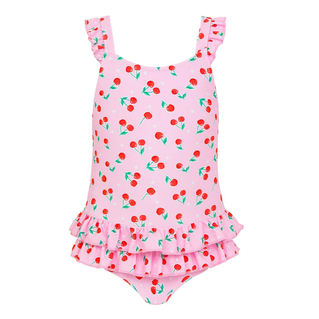 SUNUVA~ 1 pc pink cherry frill swimsuit