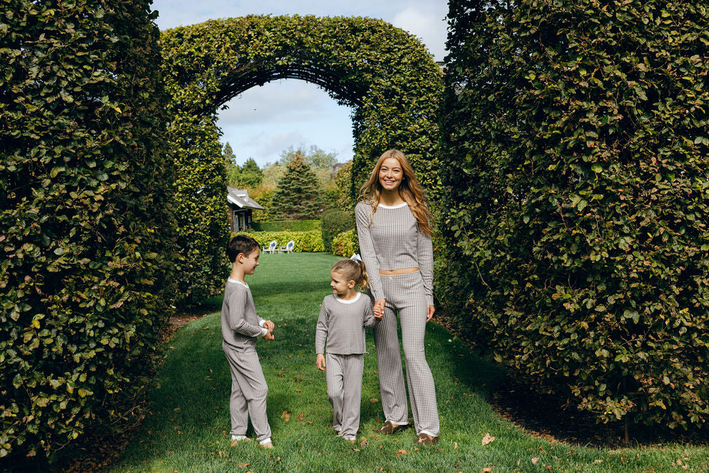 Polkadot NELL CROP SLOUCHY - Brown Gingham Print