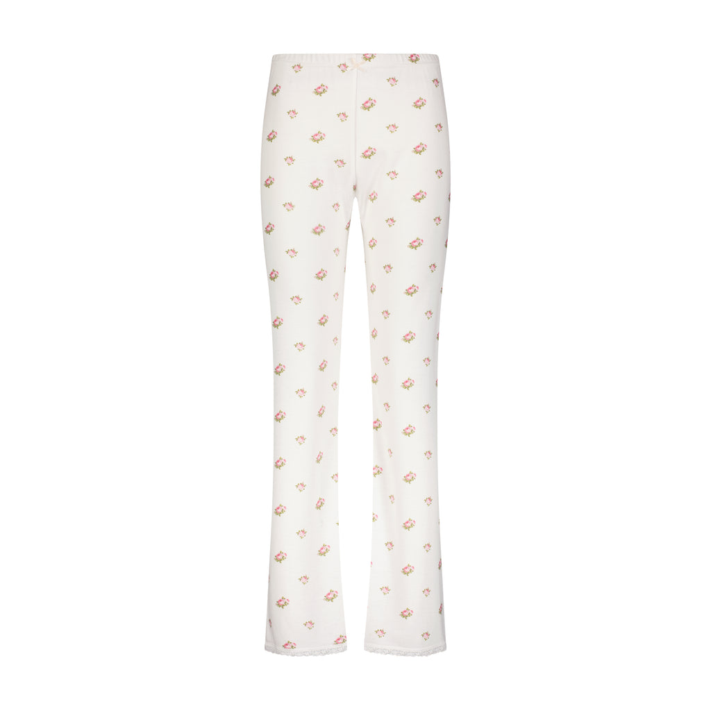 Polkadot CROP PANT - Cream Vintagge Rose Print