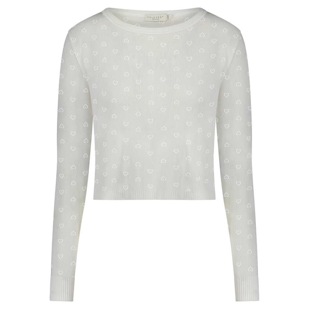 Polkadot NELL CROP SLOUCHY - Pearl White Hearts Pointelle