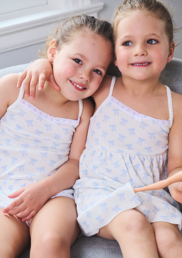 Polkadot GIRLS BABYDOLL GOWN Blue Forever Love Bow Print