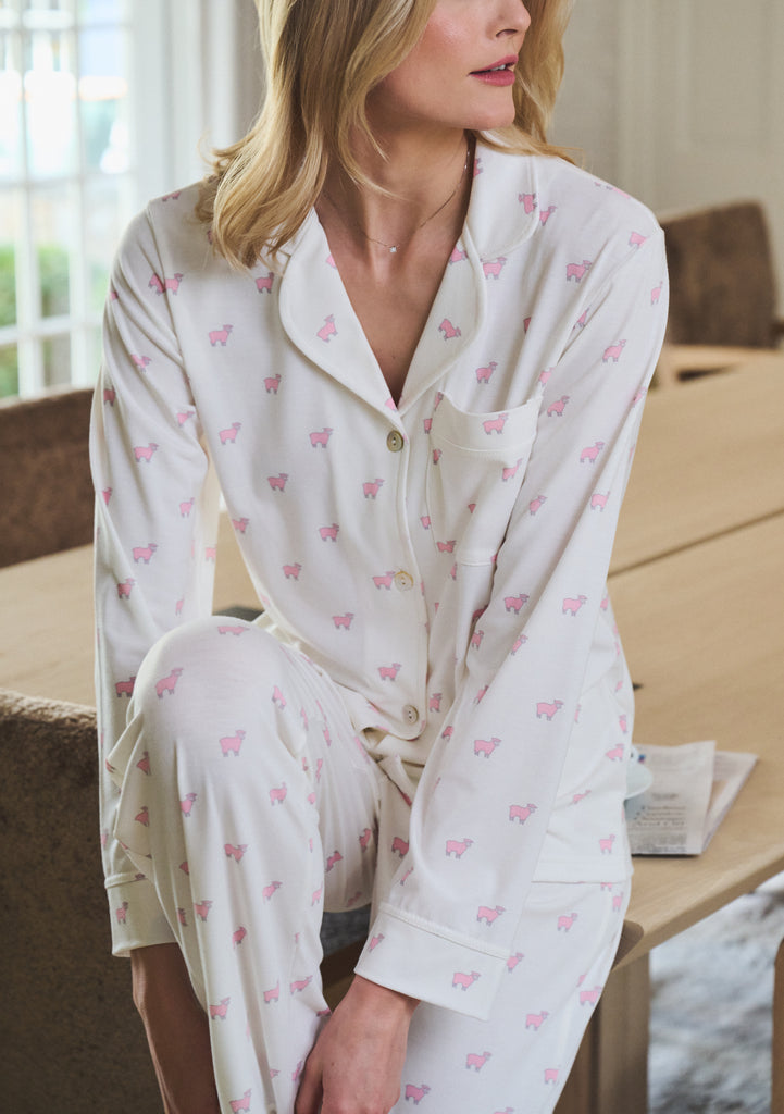 Polkadot CHARLEY Pajama Set - Pink Sheep Print