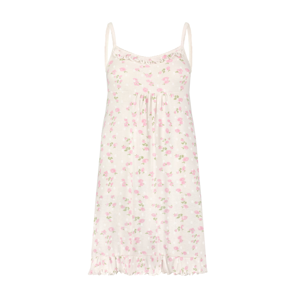 Polkadot RUFFLE GOWN - Pink Garden Pointelle