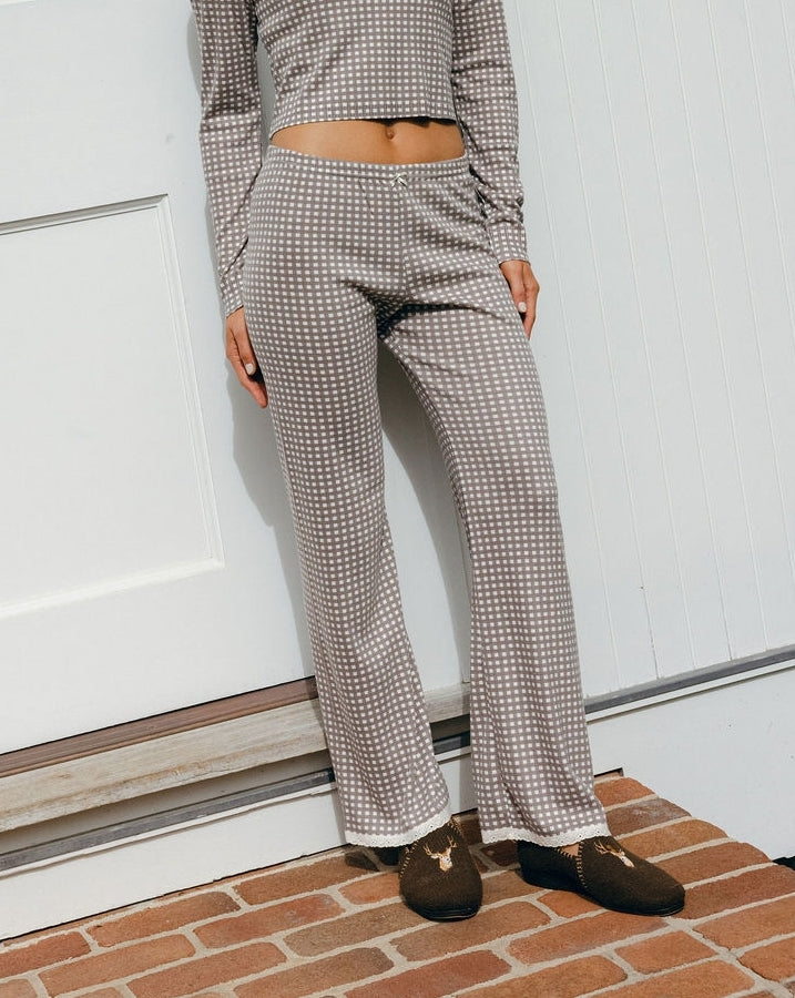 Polkadot LONG PANT - Brown Gingham Print