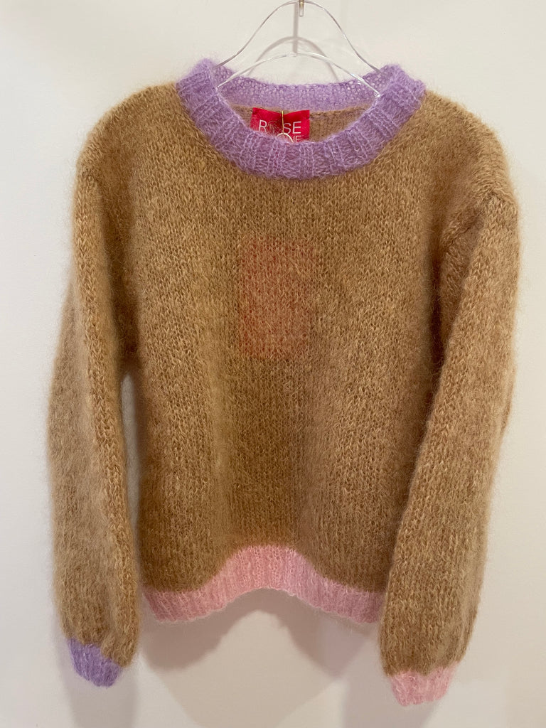 ROSE CARMINE~ Crew Sweater O colorblock tricolor in 3 colors