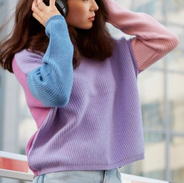 MORAY CASHMERE~ color block sweater
