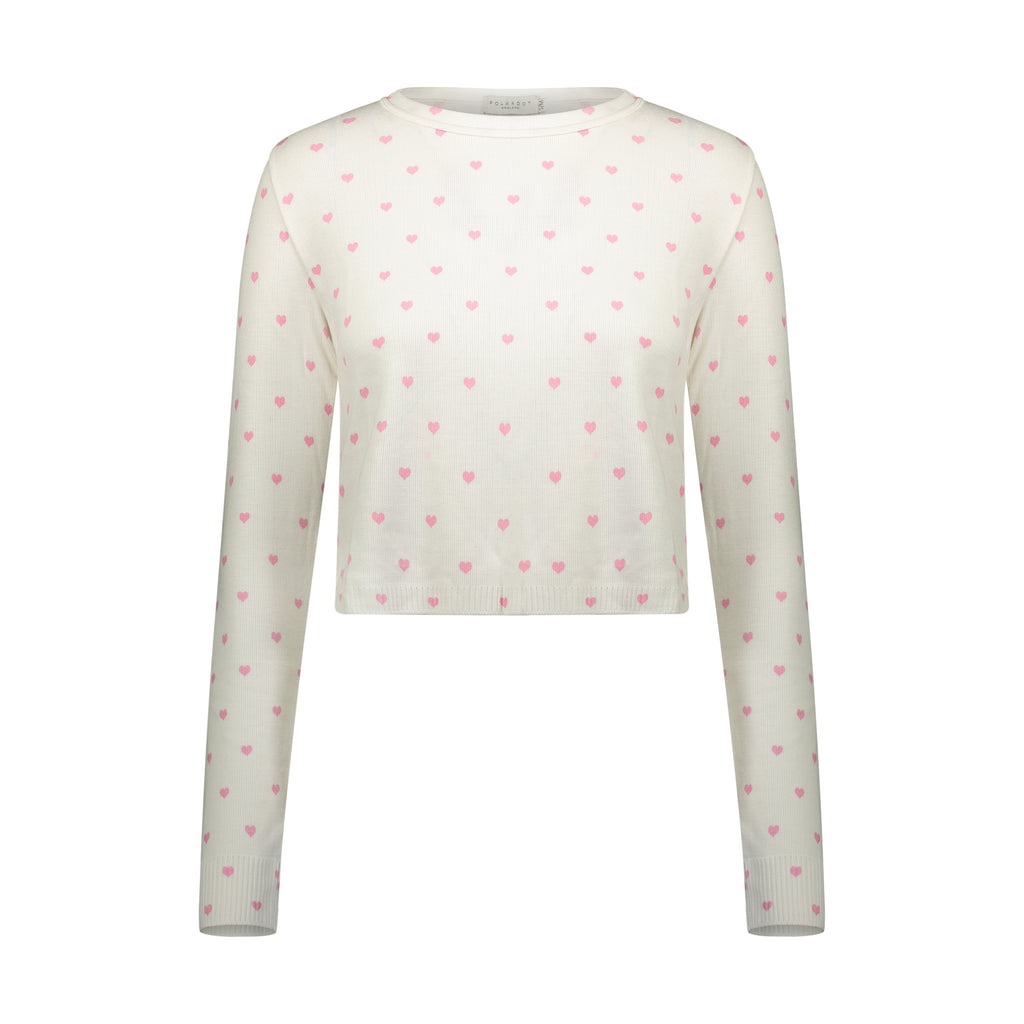 Polkadot NELL CROP SLOUCHY - Pink Hearts Print