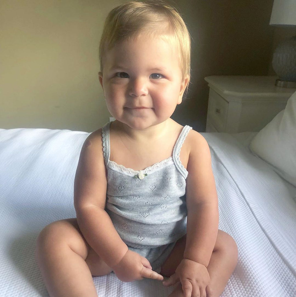 Polkadot GIRLS CAMI - Heather Grey Hearts Pointelle