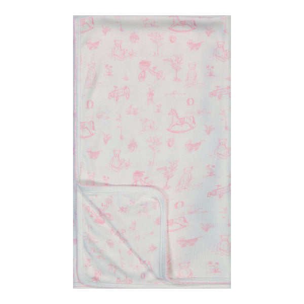 Polkadot GIRLS BABY BLANKET - Pink Toile Print
