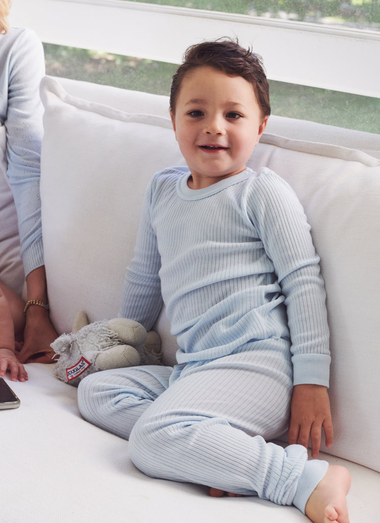 Polkadot BOYS PANT - Sky Blue Rib Knit