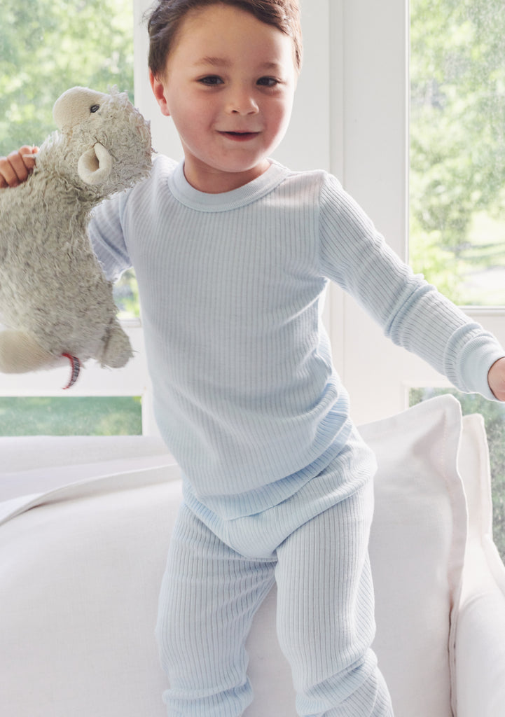 Polkadot BOYS PANT - Sky Blue Rib Knit