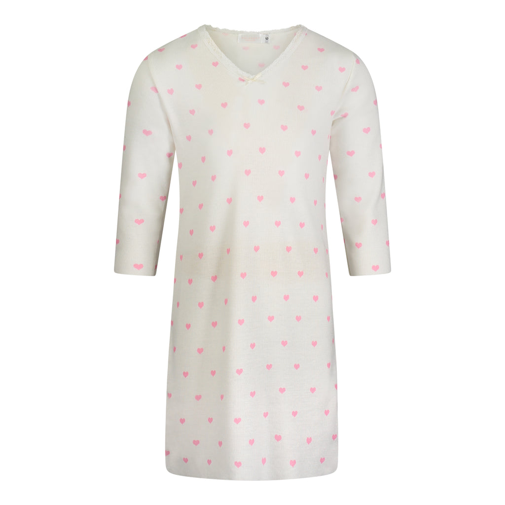 Polkadot GIRLS DRESS V Long Sleeve - Pink Hearts Print