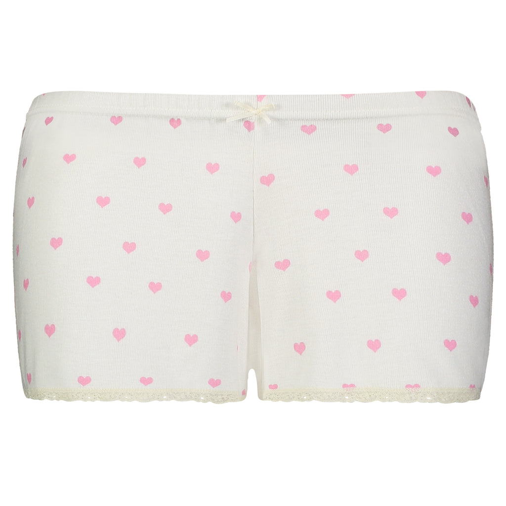 Polkadot SHORT Mid Rise - Pink Hearts Print