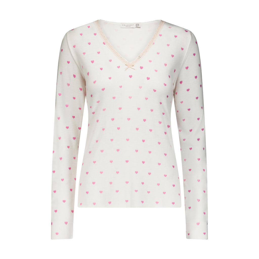 Polkadot PAULINE V SLOUCHY - PInk Hearts Print