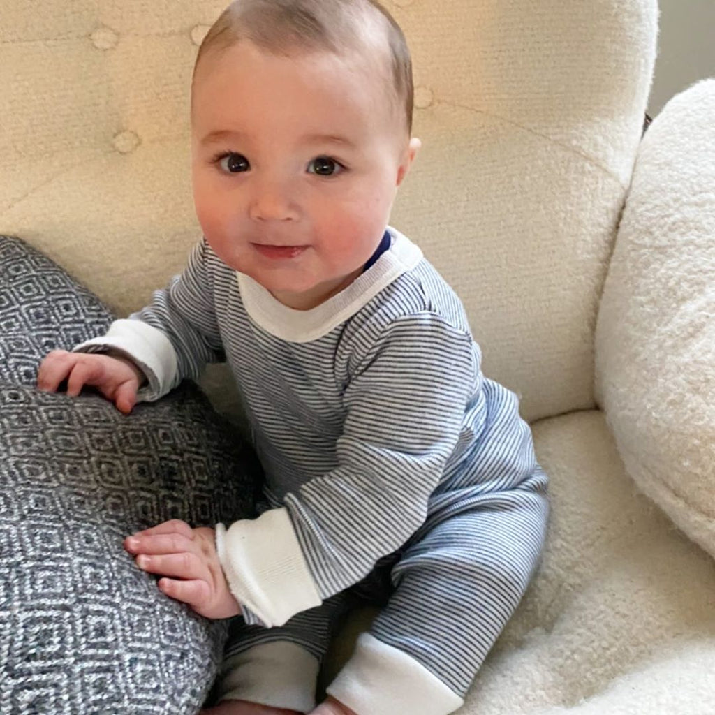Polkadot BOYS & BABY PANT - Navy Skinny Stripe -Restocked