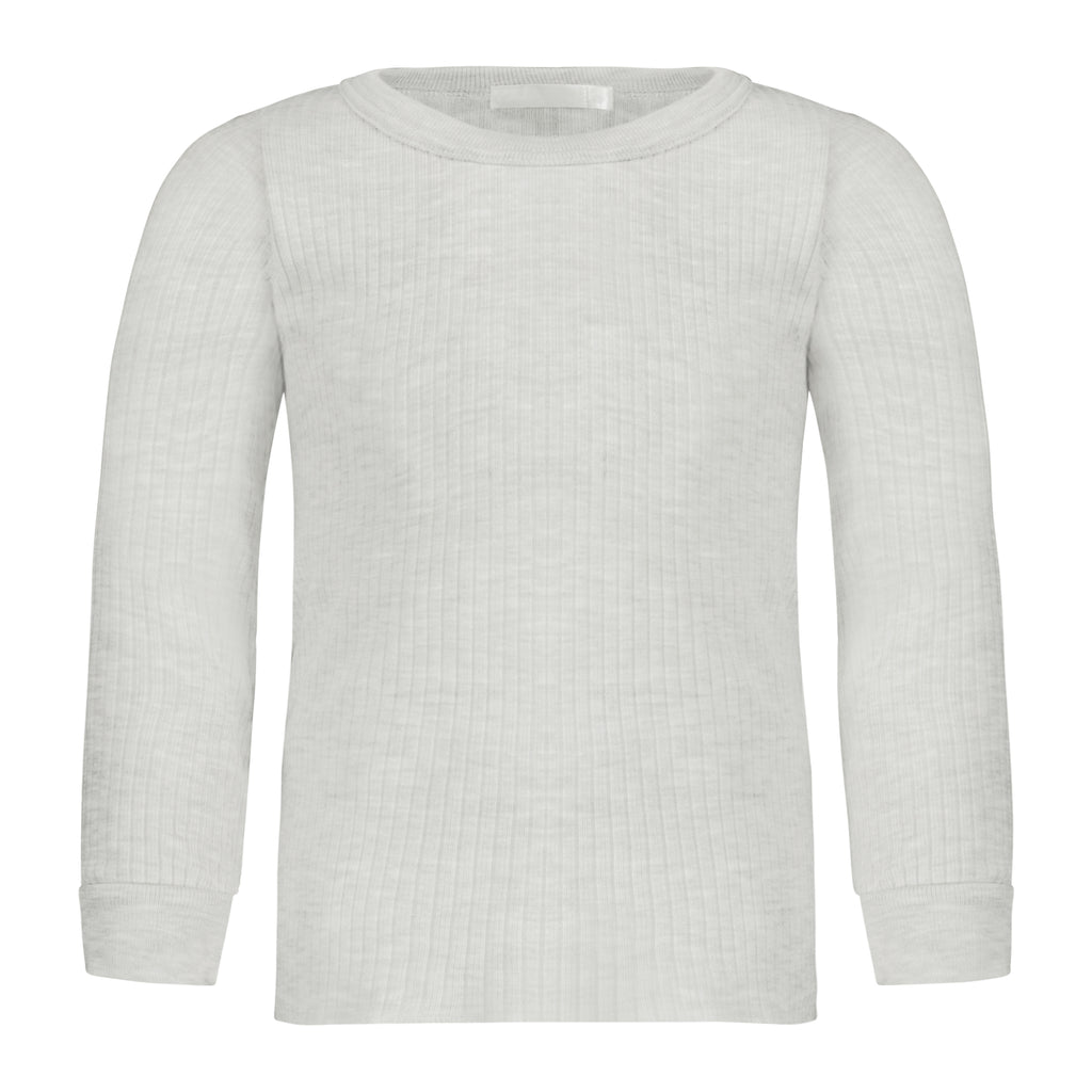 Polkadot BOYS & BABY CREW Long Sleeve - Heather Grey Rib Knit