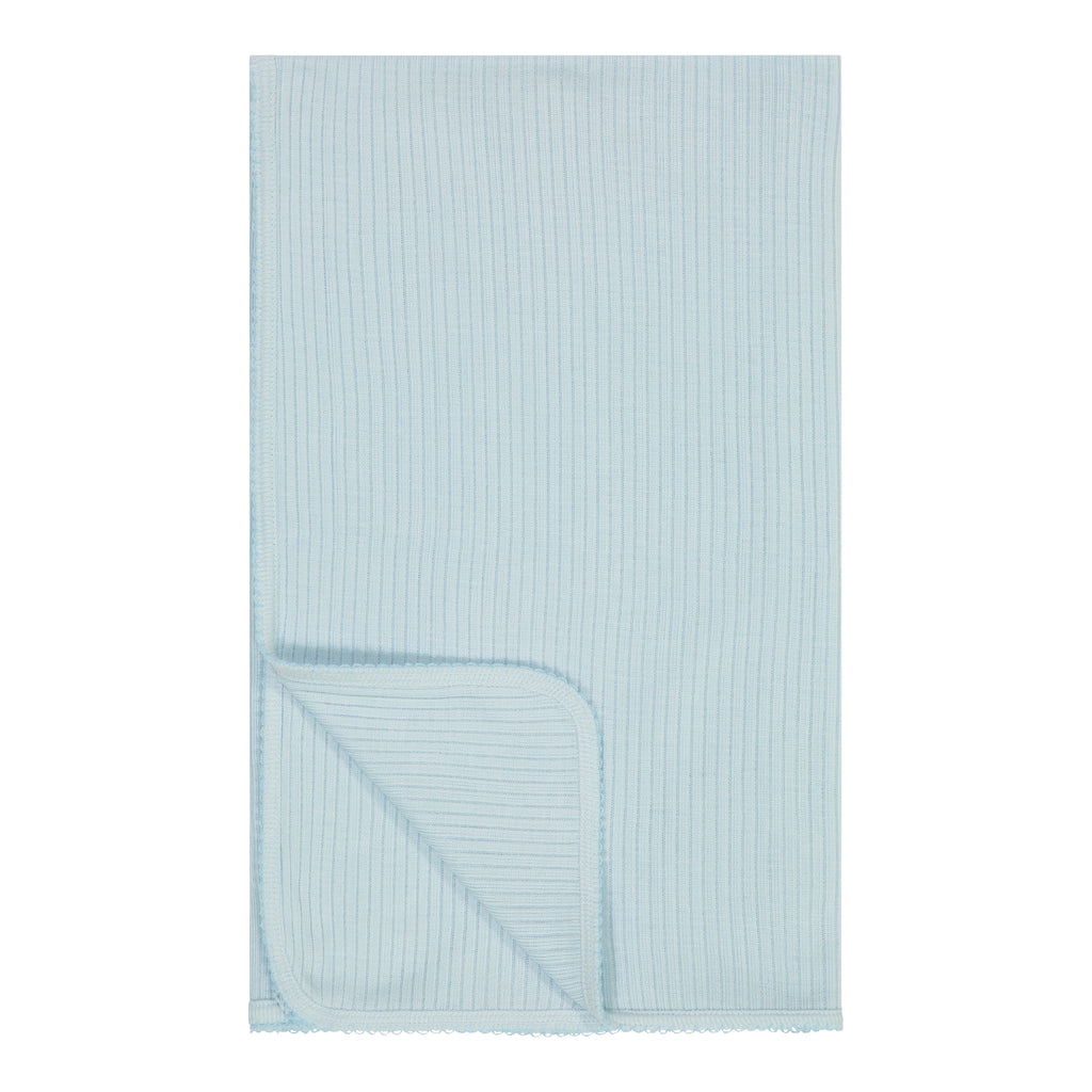 Polkadot BABY BLANKET - Sky Blue Rib Knit