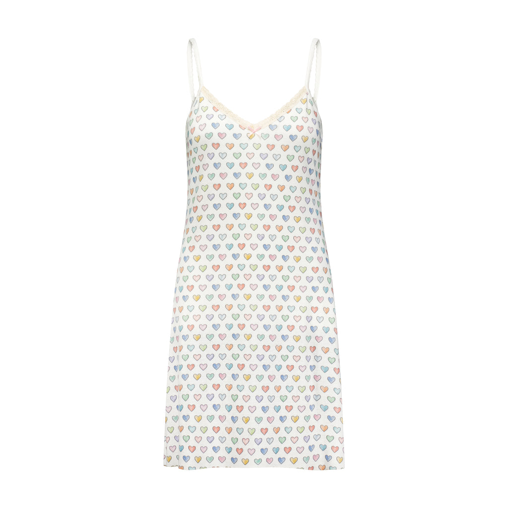 Polkadot A LINE GOWN - Rainbow Hearts Print