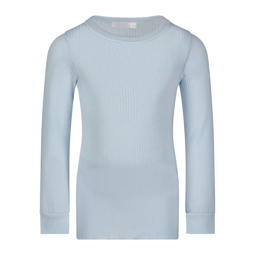 Polkadot BOYS CREW Long Sleeve - Sky Blue Rib Knit