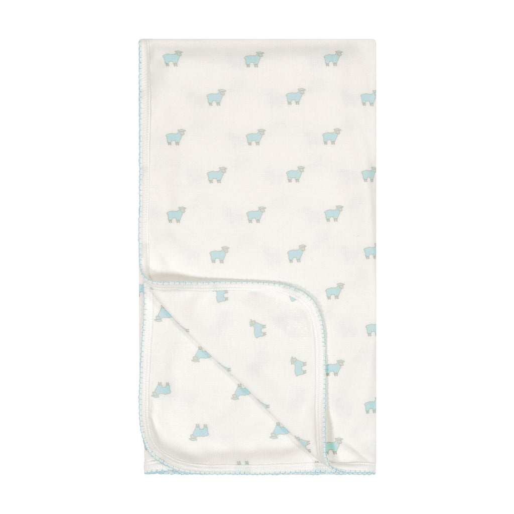 Polkadot BOYS BABY BLANKET - Blue Sheep Print