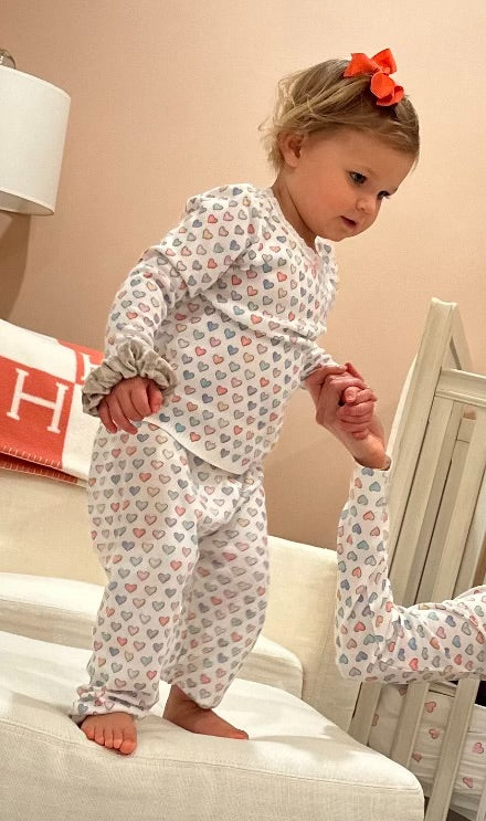 Polkadot GIRLS PANT - Rainbow Hearts Print