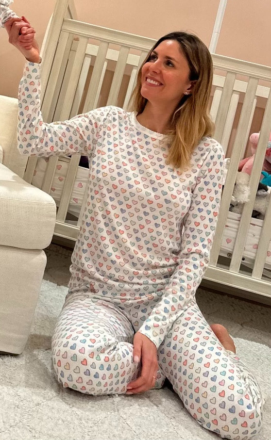 Polkadot LONG PANT - Rainbow Hearts Print