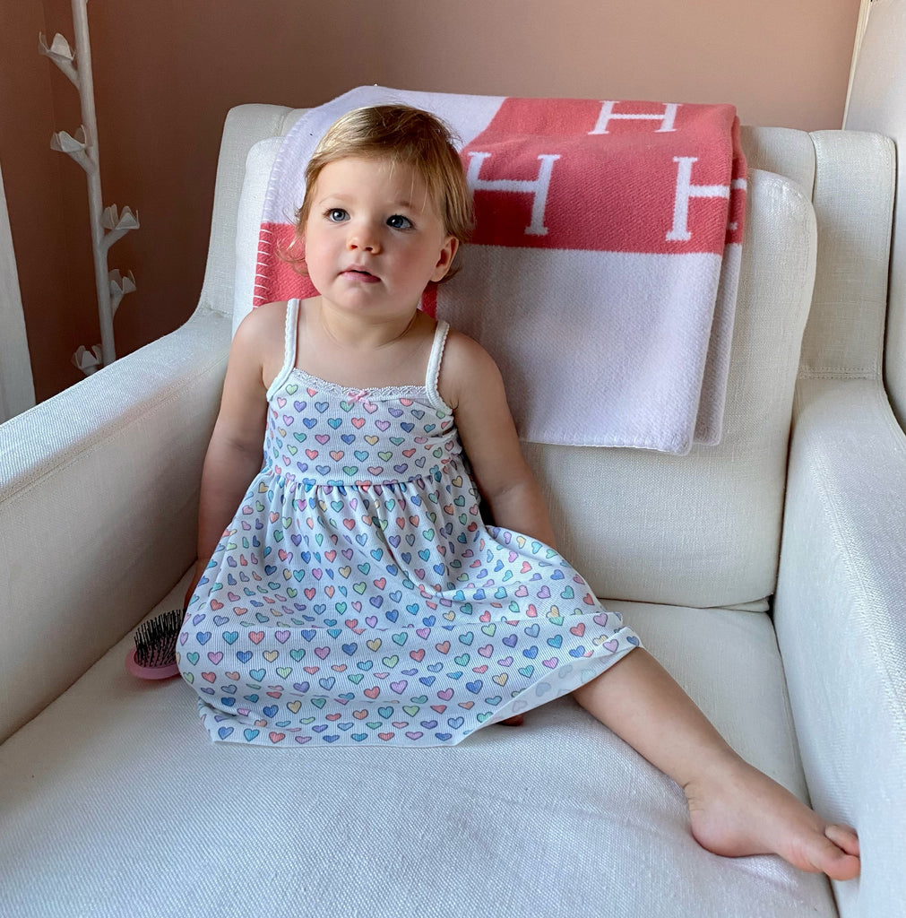 Polkadot GIRLS BABYDOLL GOWN - Rainbow Hearts Print