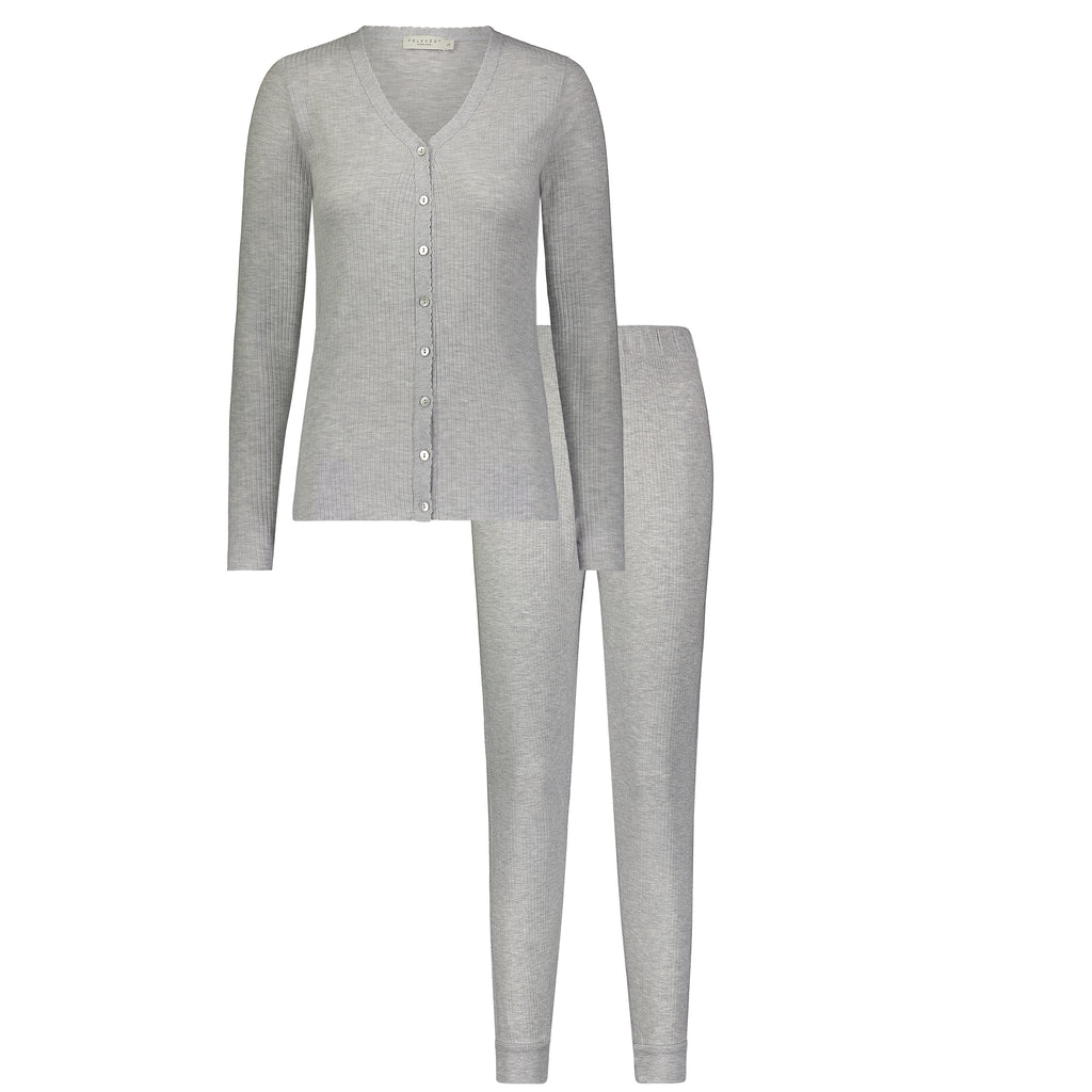 Polkadot JANE SLOUCHY RIB PJ SET ~ HEATHER GREY