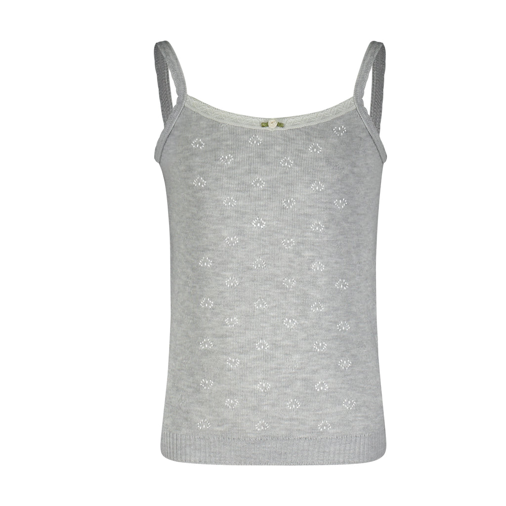 Polkadot GIRLS CAMI - Heather Grey Hearts Pointelle