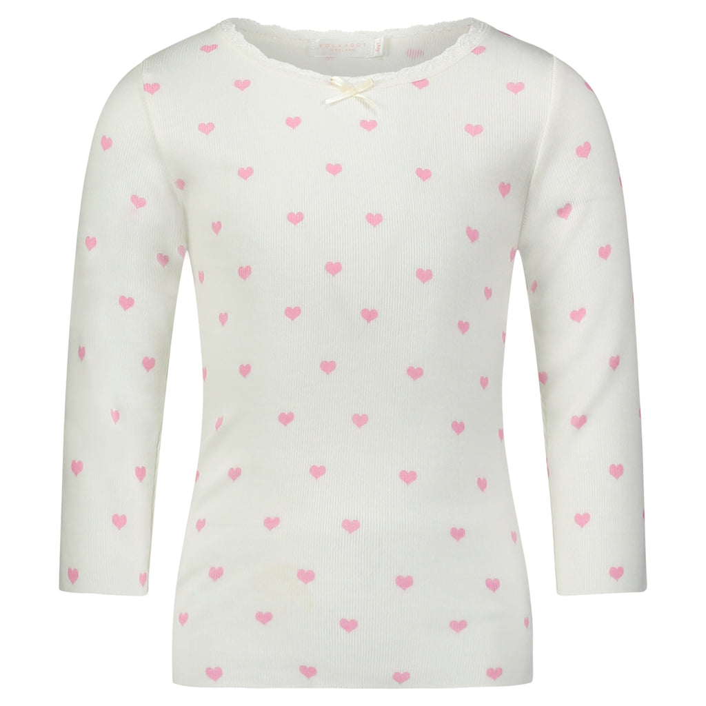 Polkadot GIRLS & BABY CREW Long Sleeve - Pink Hearts Print