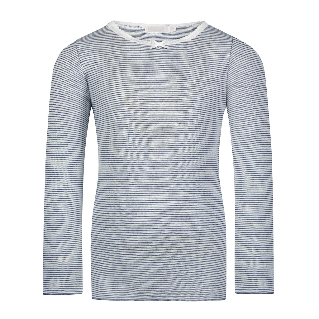 Polkadot GIRLS CREW Long Sleeve - Navy Skinny Stripe -Restocked