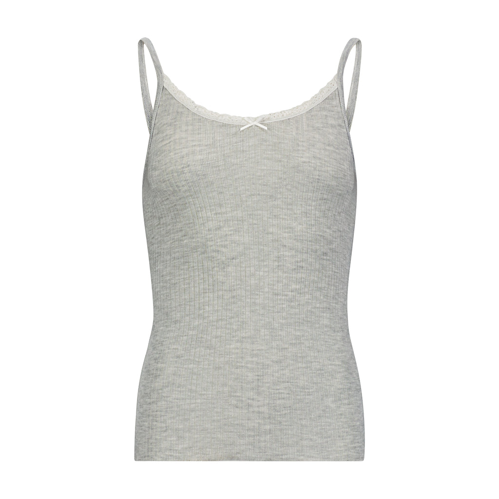 Polkadot PATTI CAMI - Heather Grey Rib Knit